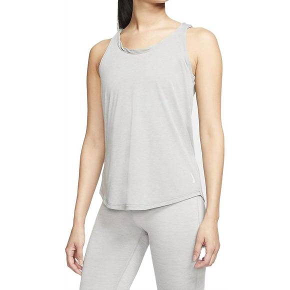 NIKE Tops - NEW NIKE women's yoga twist tank in grainy gray/hemp